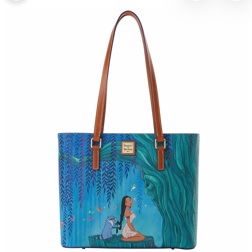Disney’s Dooney & Bourke Blue & Teal Pocahontas Leather Tote with Brown Straps